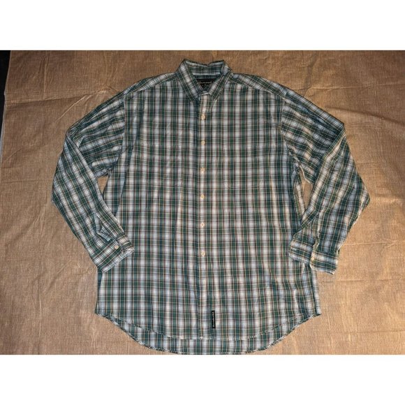 Abercrombie & Fitch Shirt Mens Medium Green Plaid Long Sleeve Button Up - Picture 2 of 6